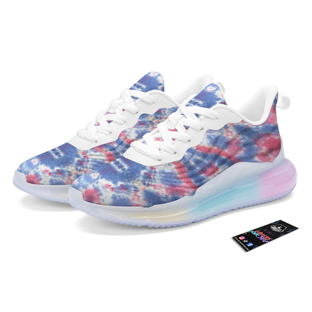 Tie Dye Two Tone Print Pattern Running Sneakers-grizzshop