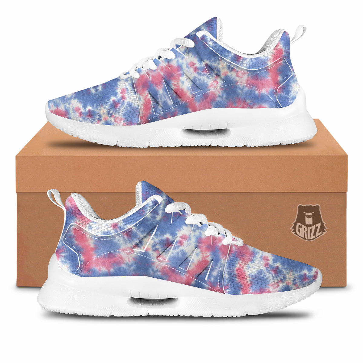Tie Dye Two Tone Print Pattern Tennis Shoes-grizzshop