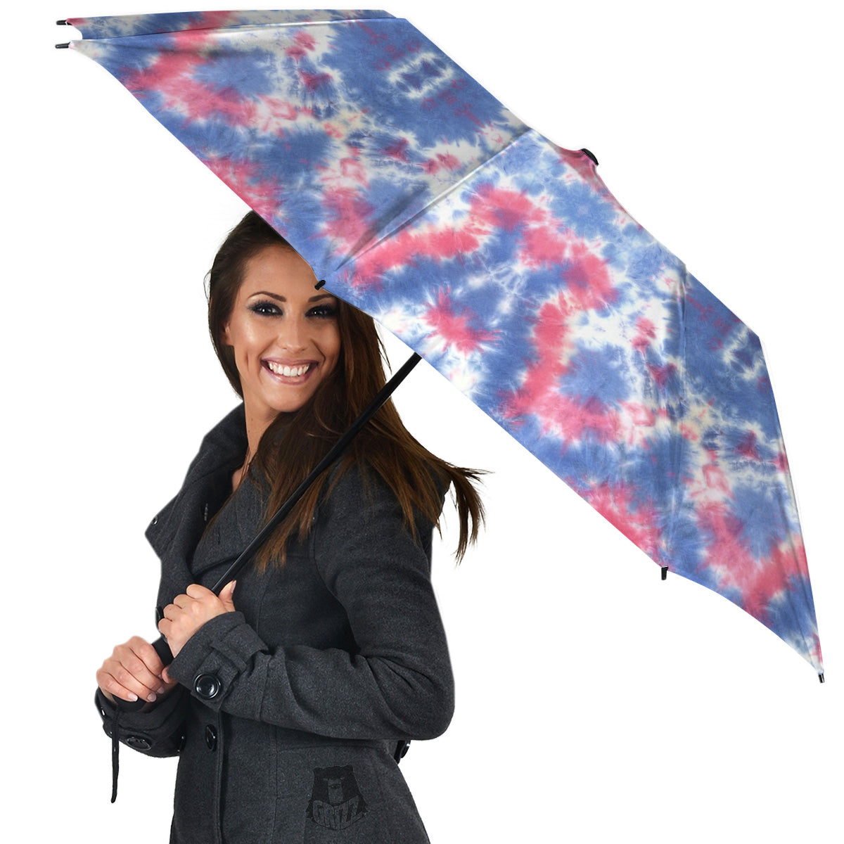 Tie Dye Two Tone Print Pattern Umbrella-grizzshop