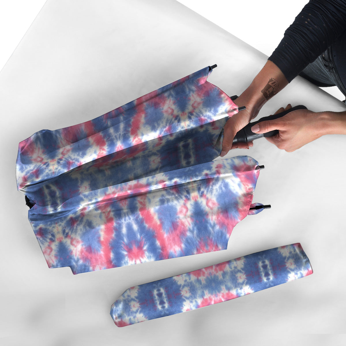 Tie Dye Two Tone Print Pattern Umbrella-grizzshop