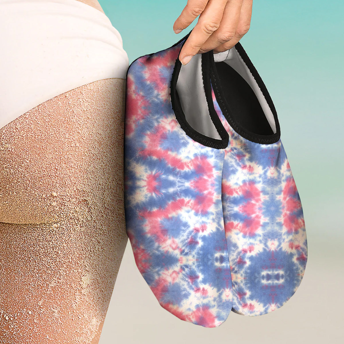 Tie Dye Two Tone Print Pattern Water Shoes-grizzshop