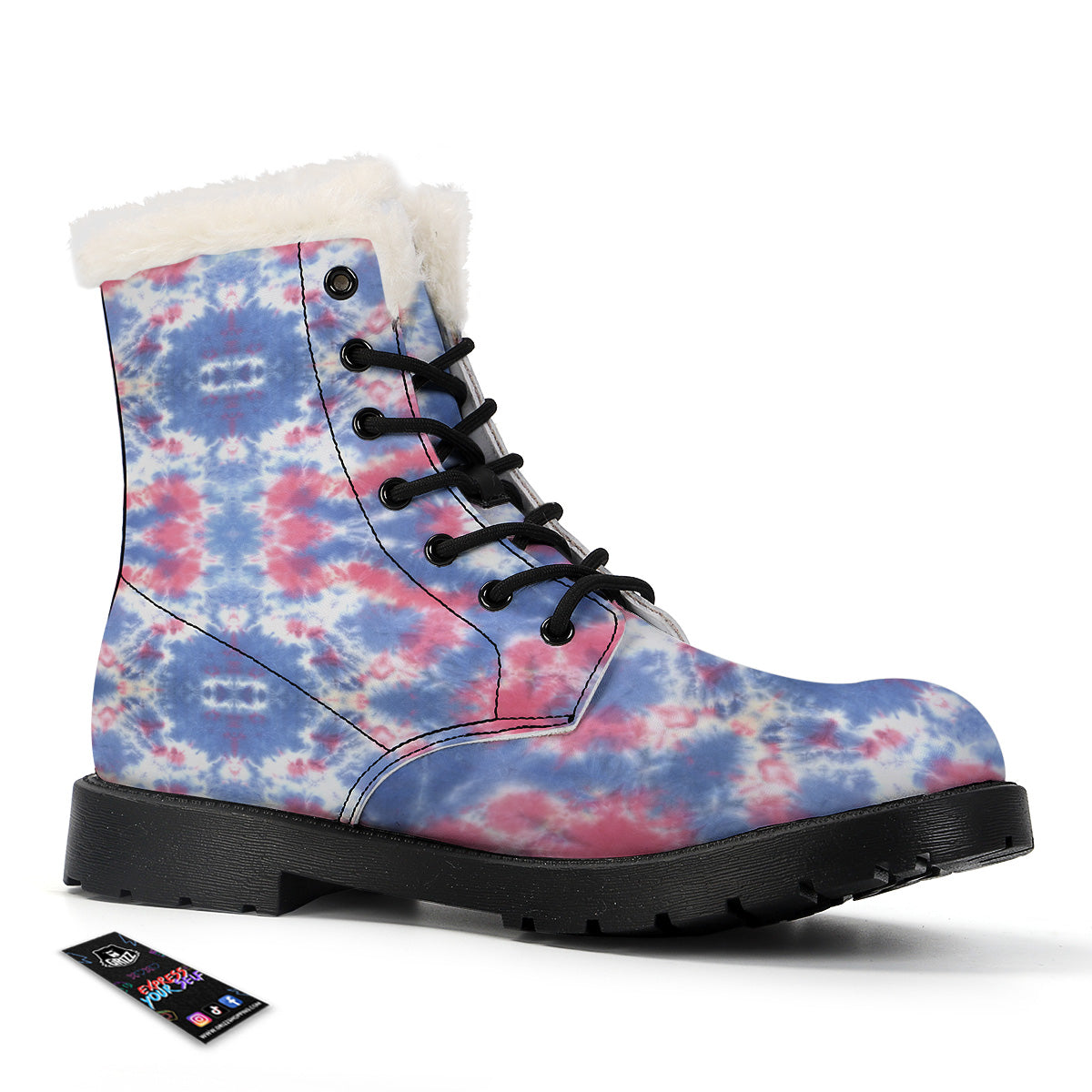 Tie Dye Two Tone Print Pattern Winter Boots-grizzshop