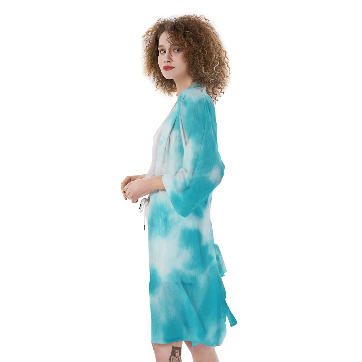 Tie Dye White And Blue Print Kimono-grizzshop