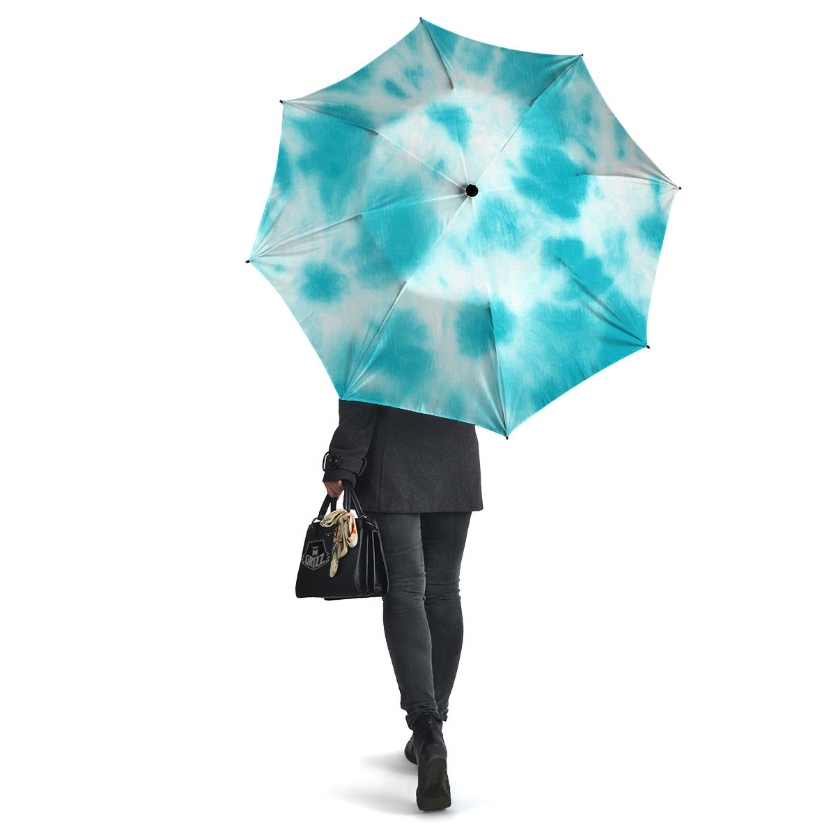 Tie Dye White And Blue Print Umbrella-grizzshop