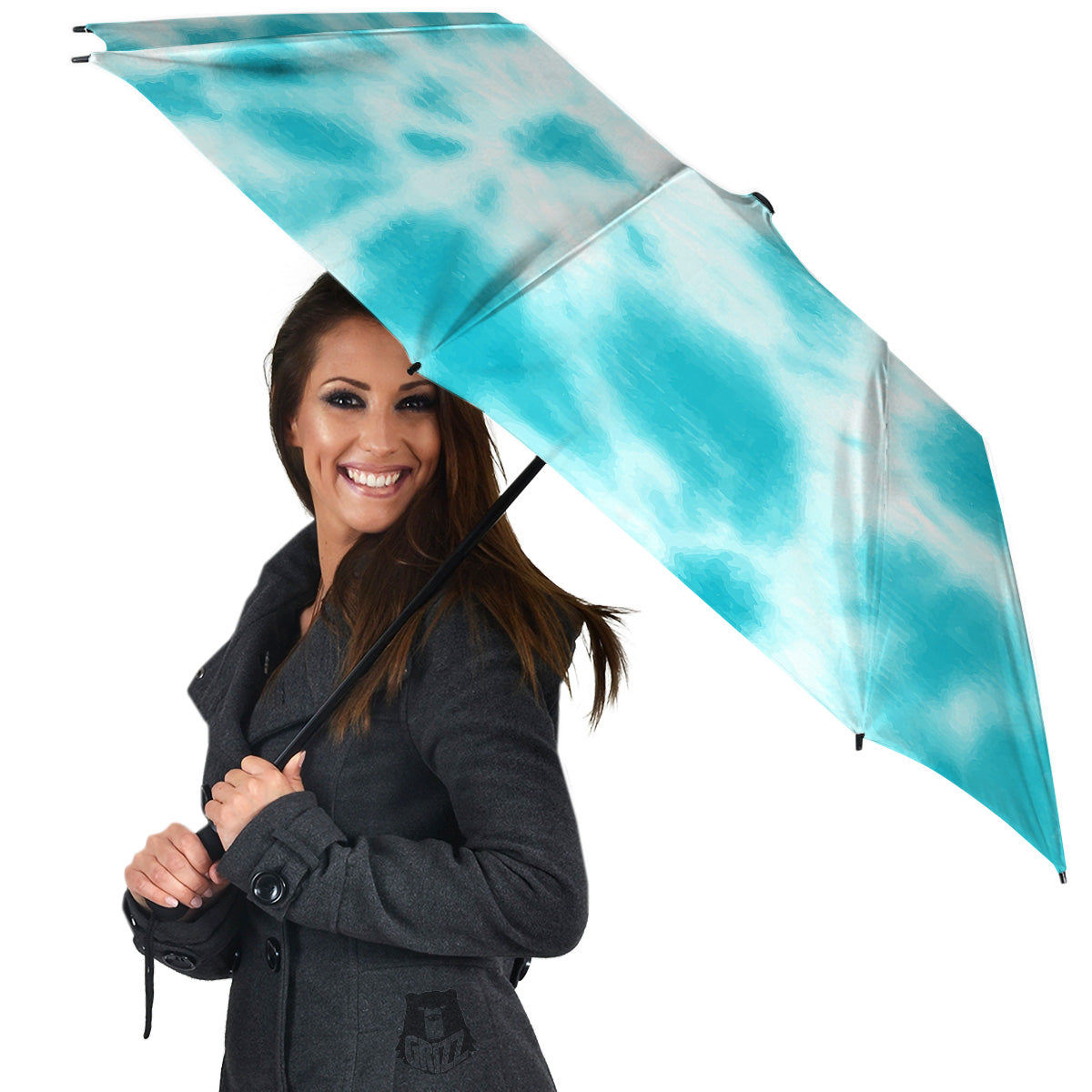 Tie Dye White And Blue Print Umbrella-grizzshop