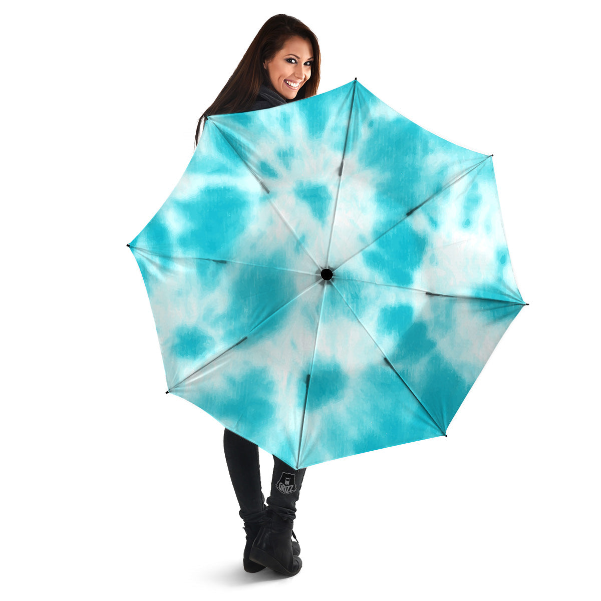 Tie Dye White And Blue Print Umbrella-grizzshop
