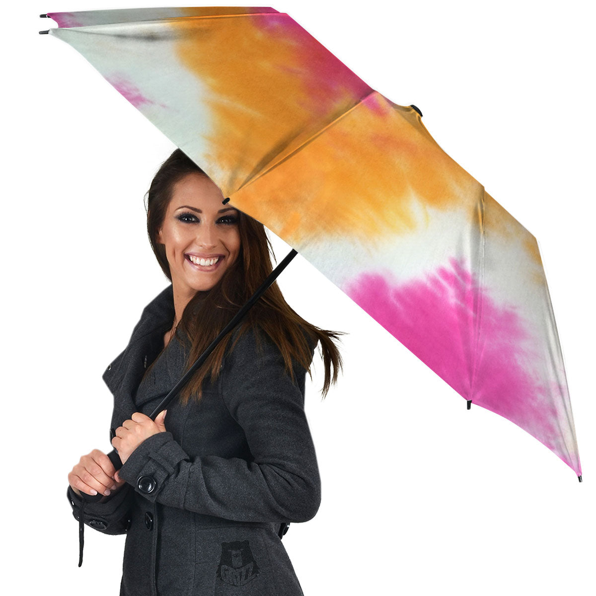 Tie Dye Yellow And Pink Print Umbrella-grizzshop