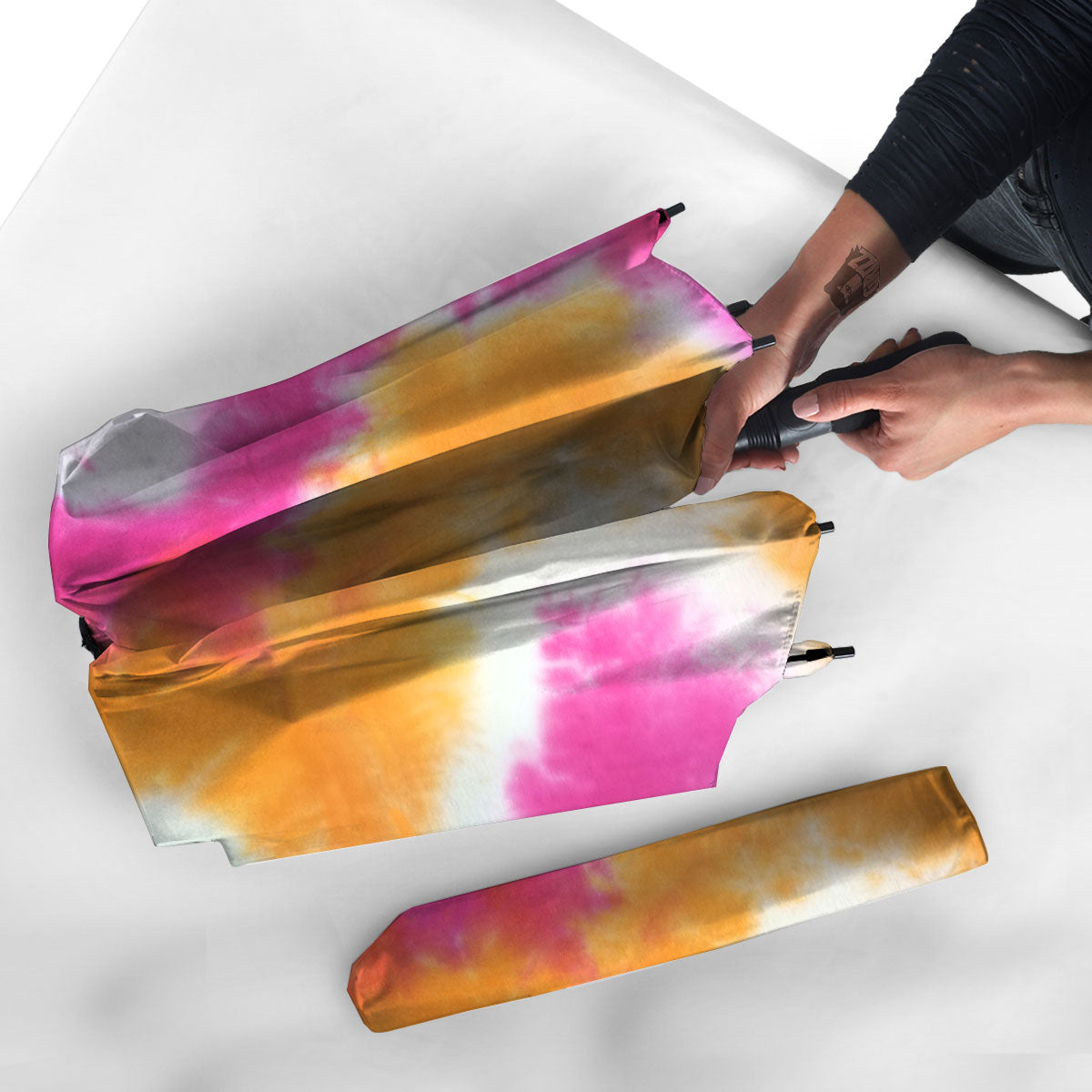Tie Dye Yellow And Pink Print Umbrella-grizzshop