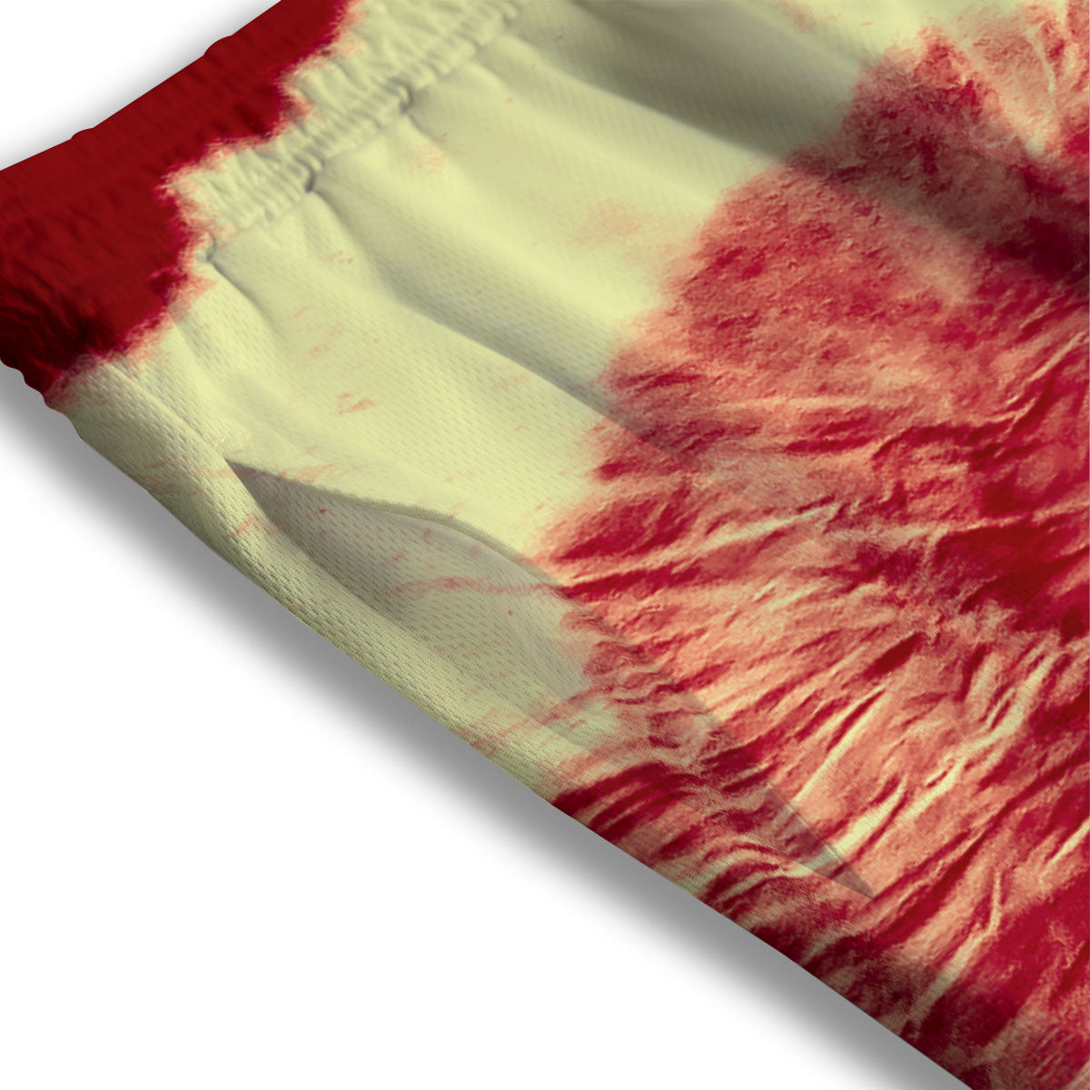 Tie Dye Yellow And Red Spider Print Mesh Shorts
