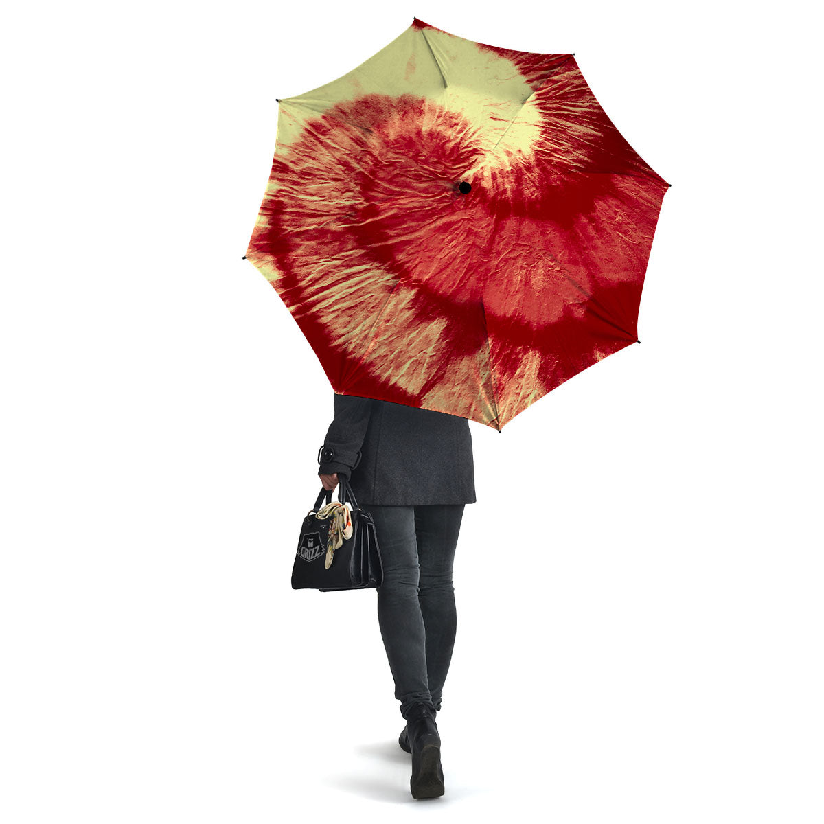 Tie Dye Yellow And Red Spider Print Umbrella-grizzshop