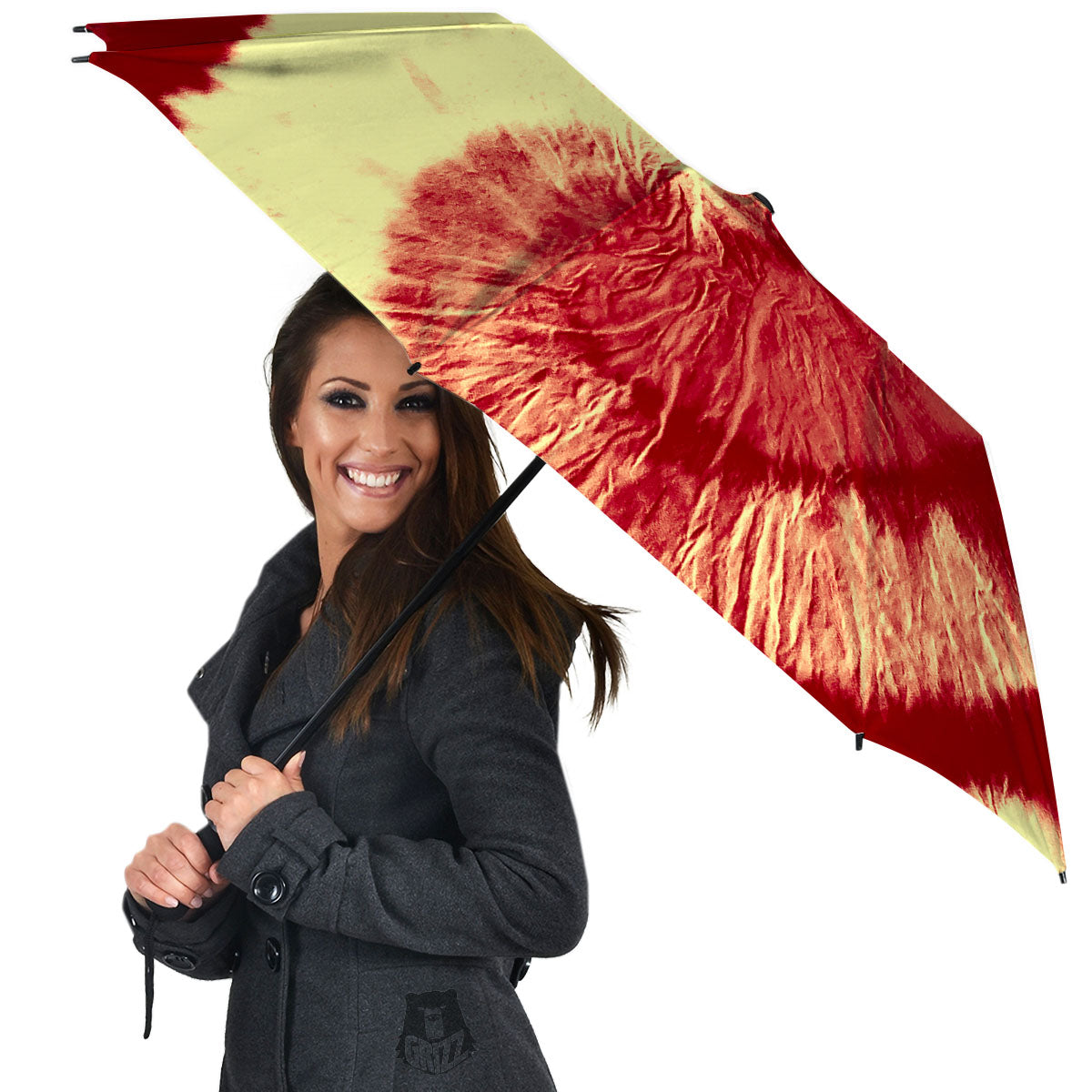 Tie Dye Yellow And Red Spider Print Umbrella-grizzshop