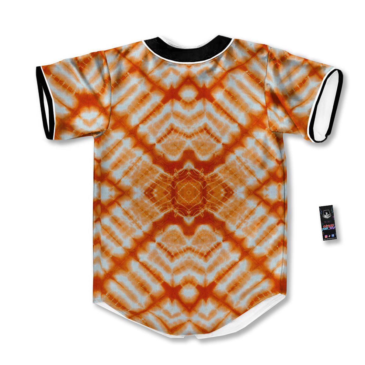 Tie Dye Zigzag Orange Watercolor Print Baseball Jersey-grizzshop