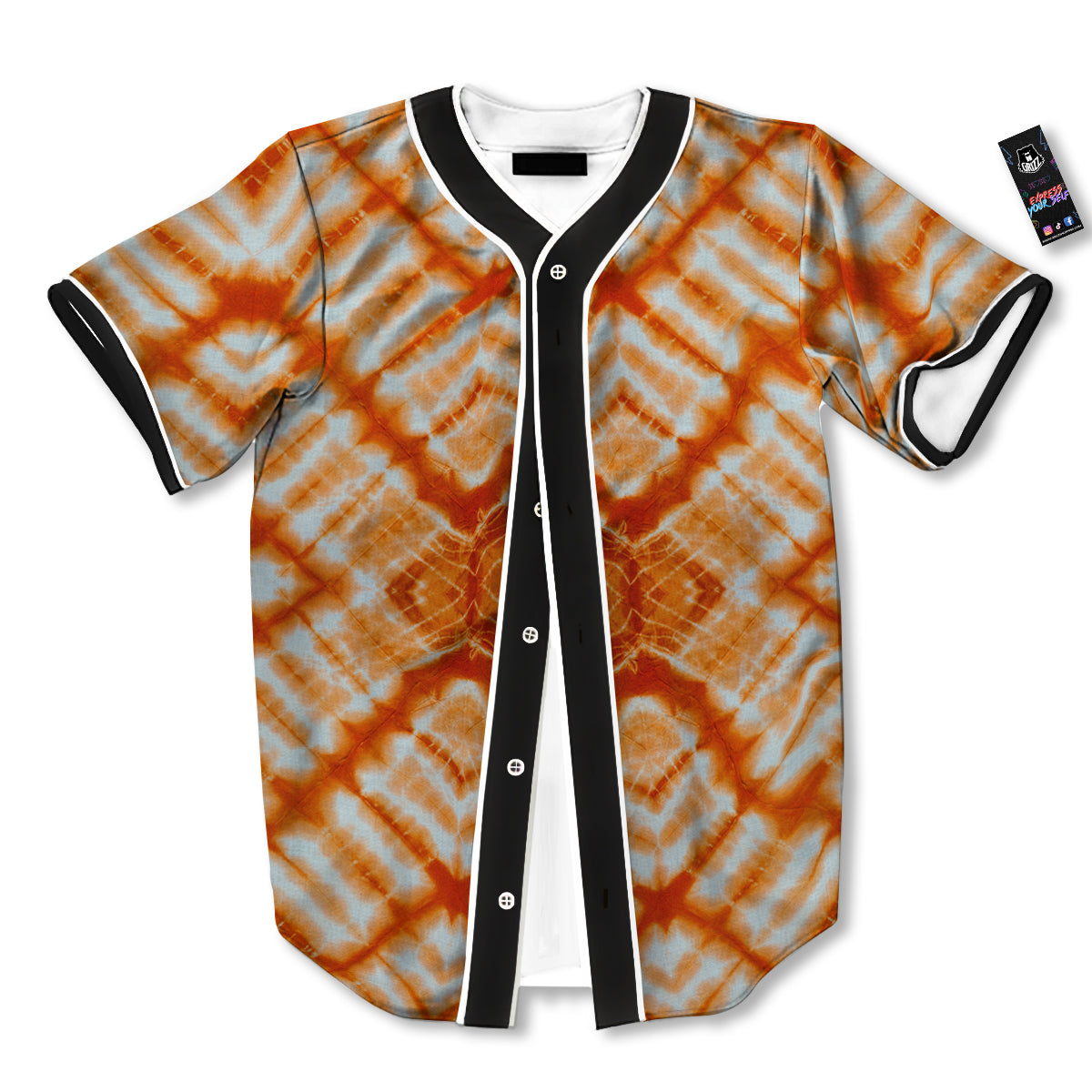 Tie Dye Zigzag Orange Watercolor Print Baseball Jersey-grizzshop