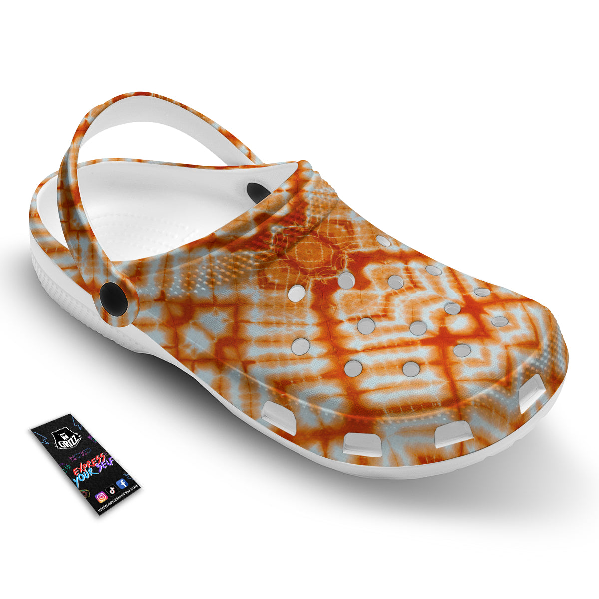 Tie Dye Zigzag Orange Watercolor Print Clog-grizzshop