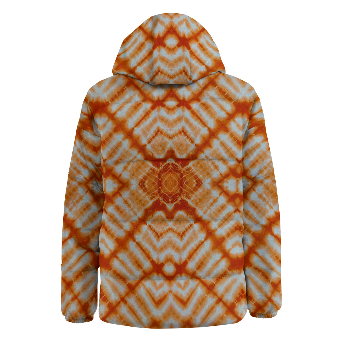 Tie Dye Zigzag Orange Watercolor Print Down Jacket-grizzshop