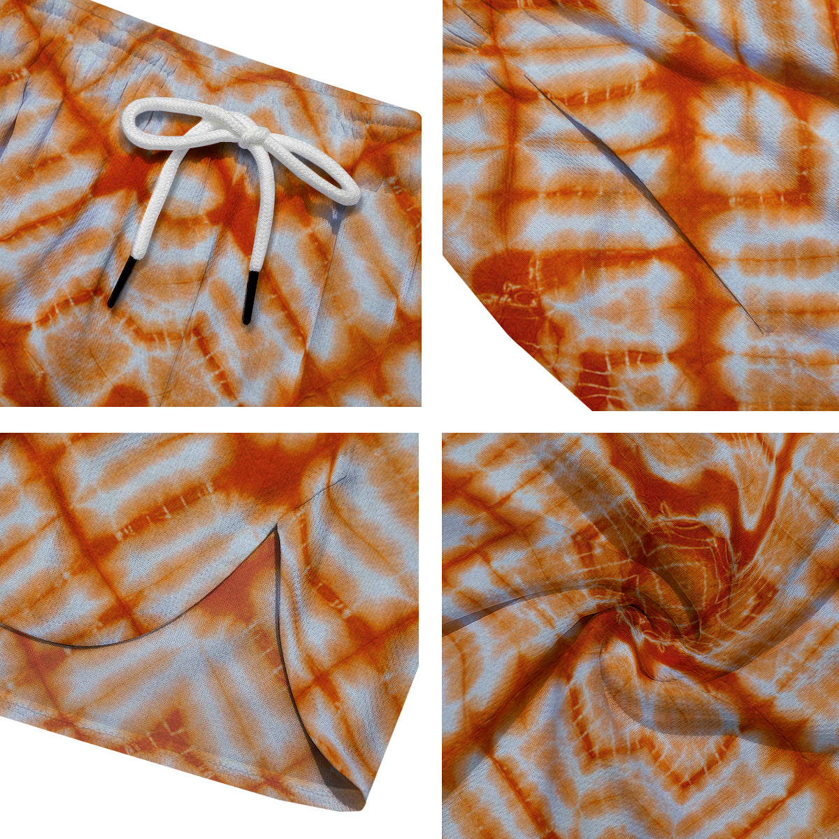 Tie Dye Zigzag Orange Watercolor Print Men's Running Shorts-grizzshop
