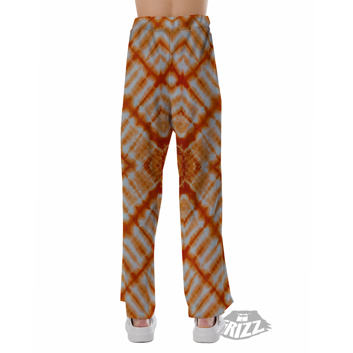 Tie Dye Zigzag Orange Watercolor Print Pajama Pants-grizzshop
