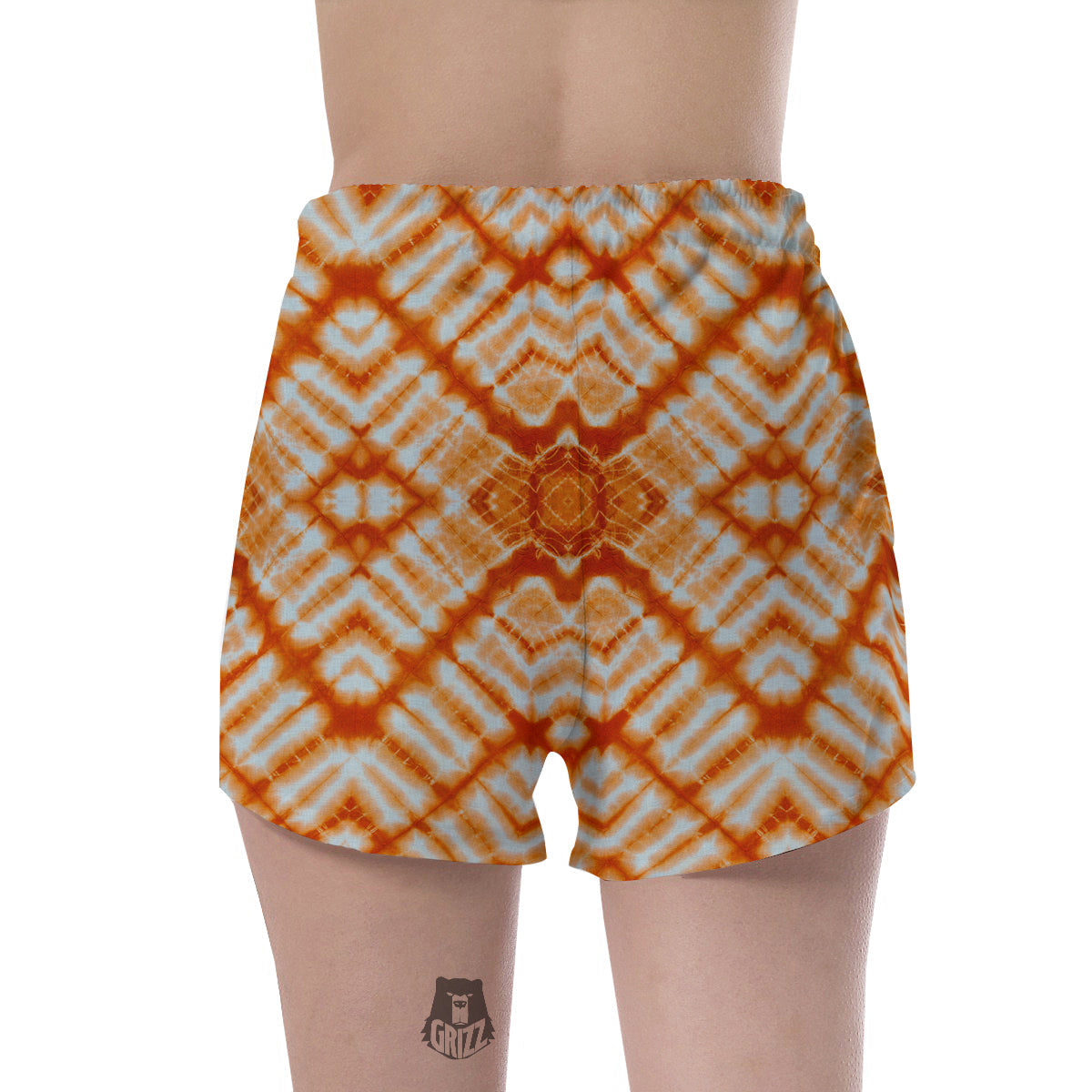 Tie Dye Zigzag Orange Watercolor Print Women's Shorts-grizzshop