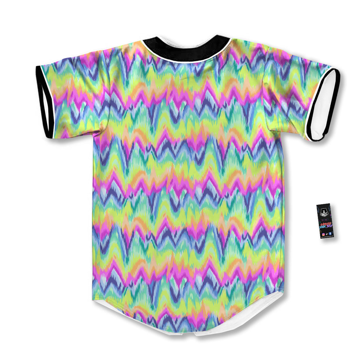 Tie Dye Zigzag Rainbow Print Pattern Baseball Jersey-grizzshop