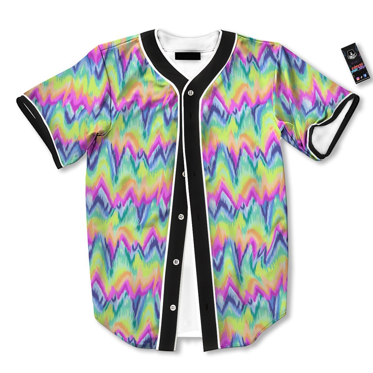 Tie Dye Zigzag Rainbow Print Pattern Baseball Jersey-grizzshop
