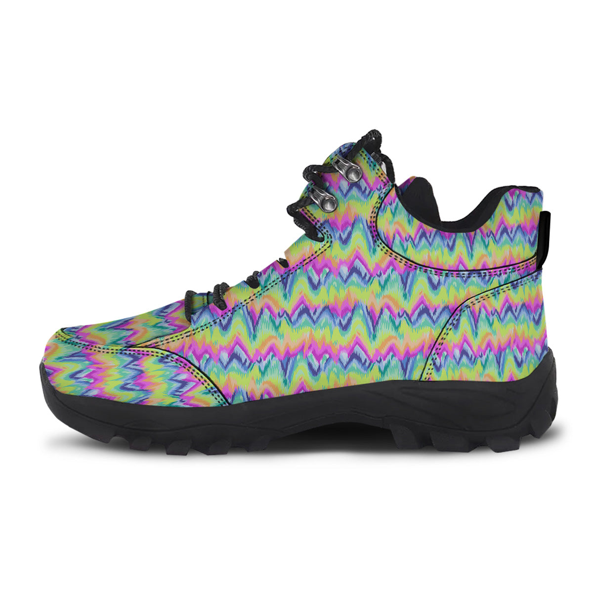 Tie Dye Zigzag Rainbow Print Pattern Hiking Shoes-grizzshop