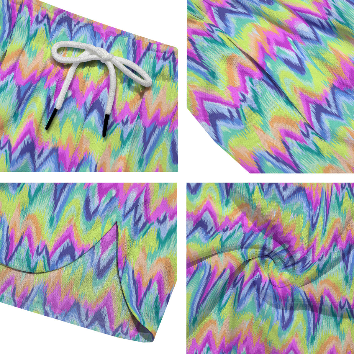 Tie Dye Zigzag Rainbow Print Pattern Men's Running Shorts-grizzshop