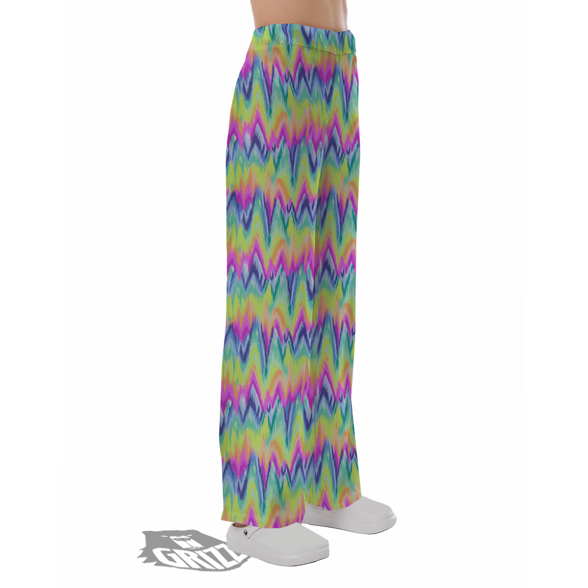 Tie Dye Zigzag Rainbow Print Pattern Pajama Pants-grizzshop