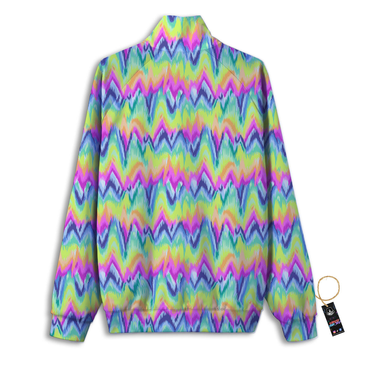Tie Dye Zigzag Rainbow Print Pattern Track Jacket-grizzshop