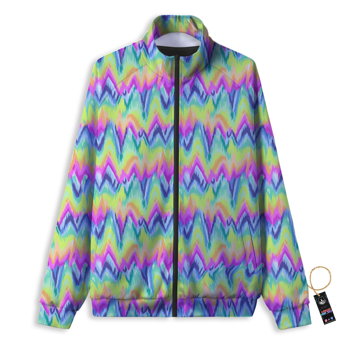 Tie Dye Zigzag Rainbow Print Pattern Track Jacket-grizzshop