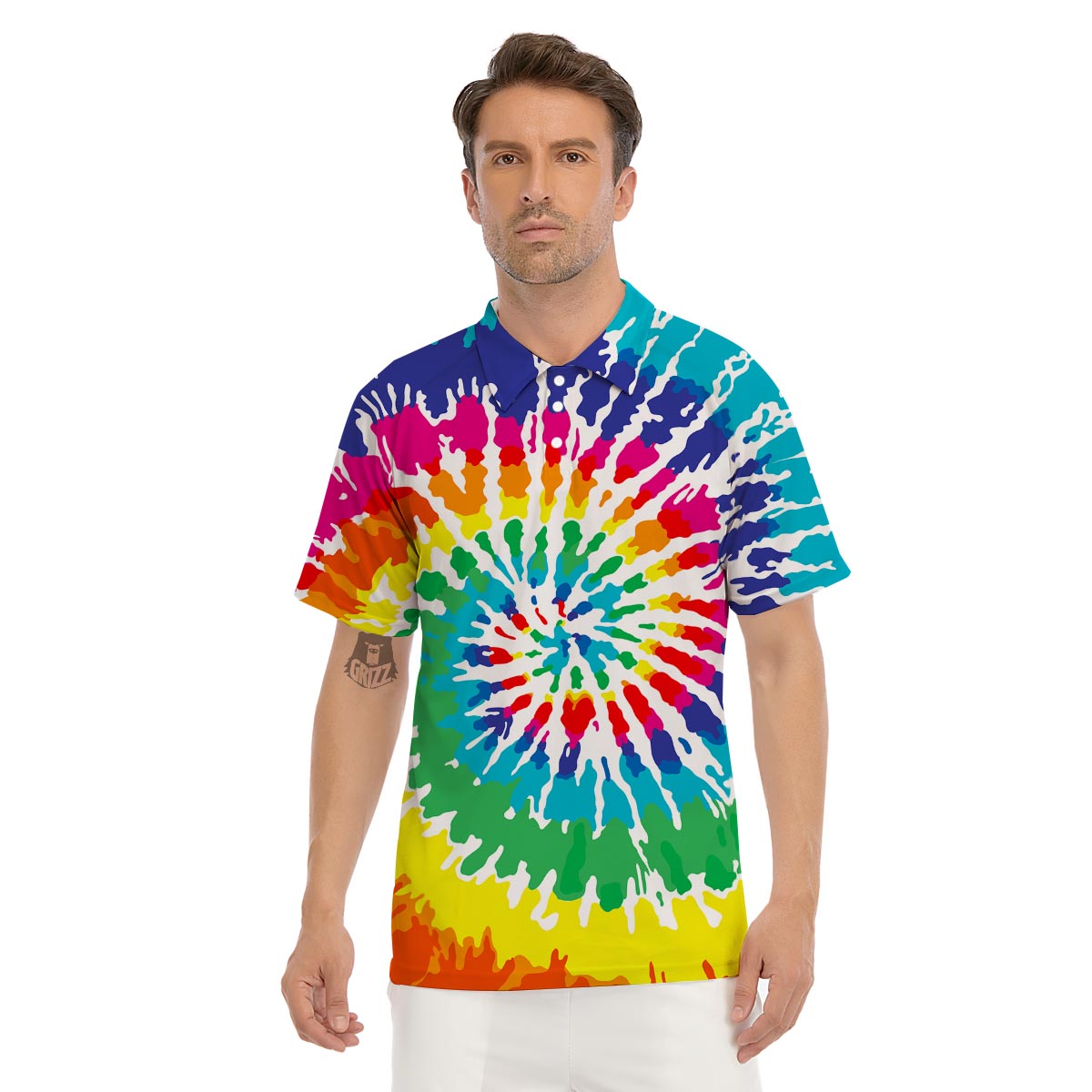 Tie Dye Men's Golf Shirts-grizzshop