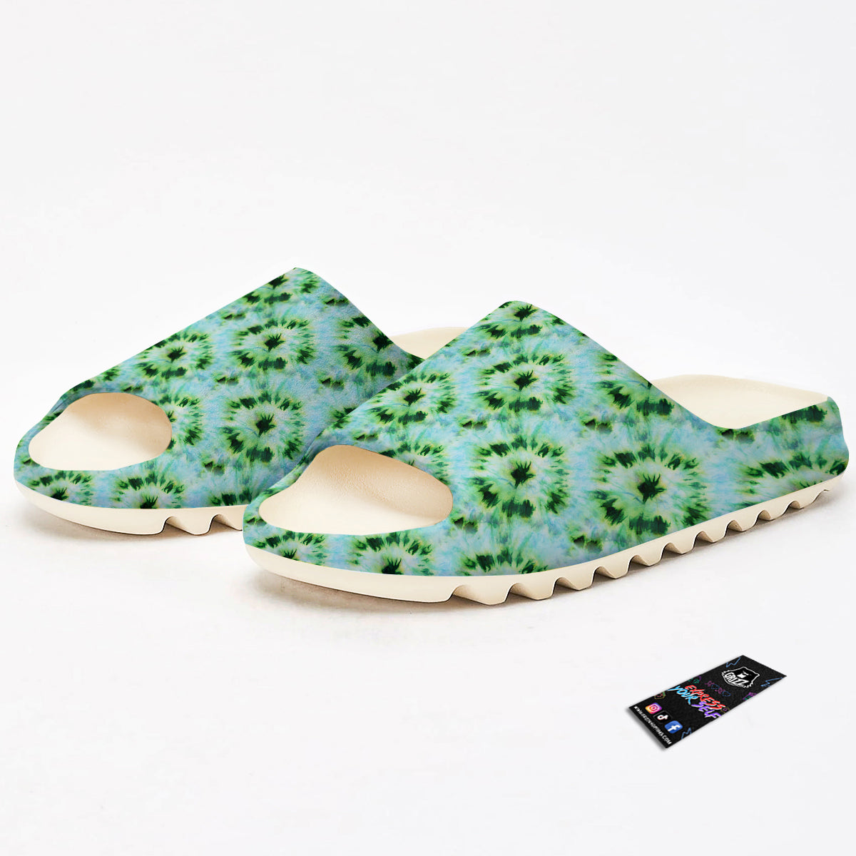 Tie Dye Black Green Watercolor Print Sandals-grizzshop