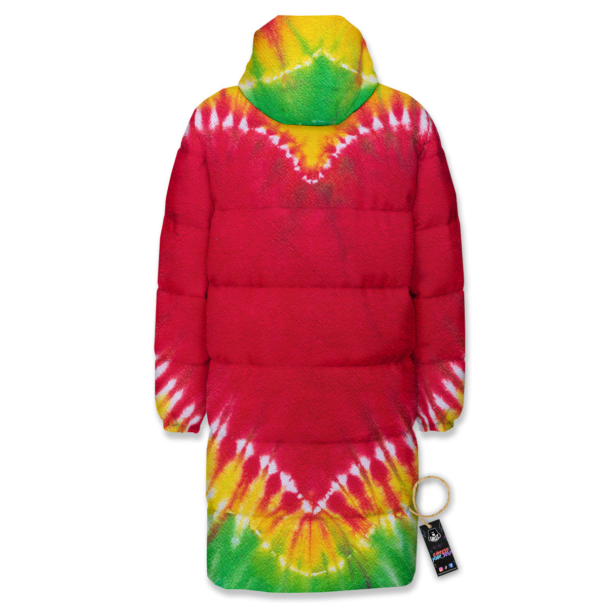 Tie Dye Colorful Heart Print Long Down Jacket