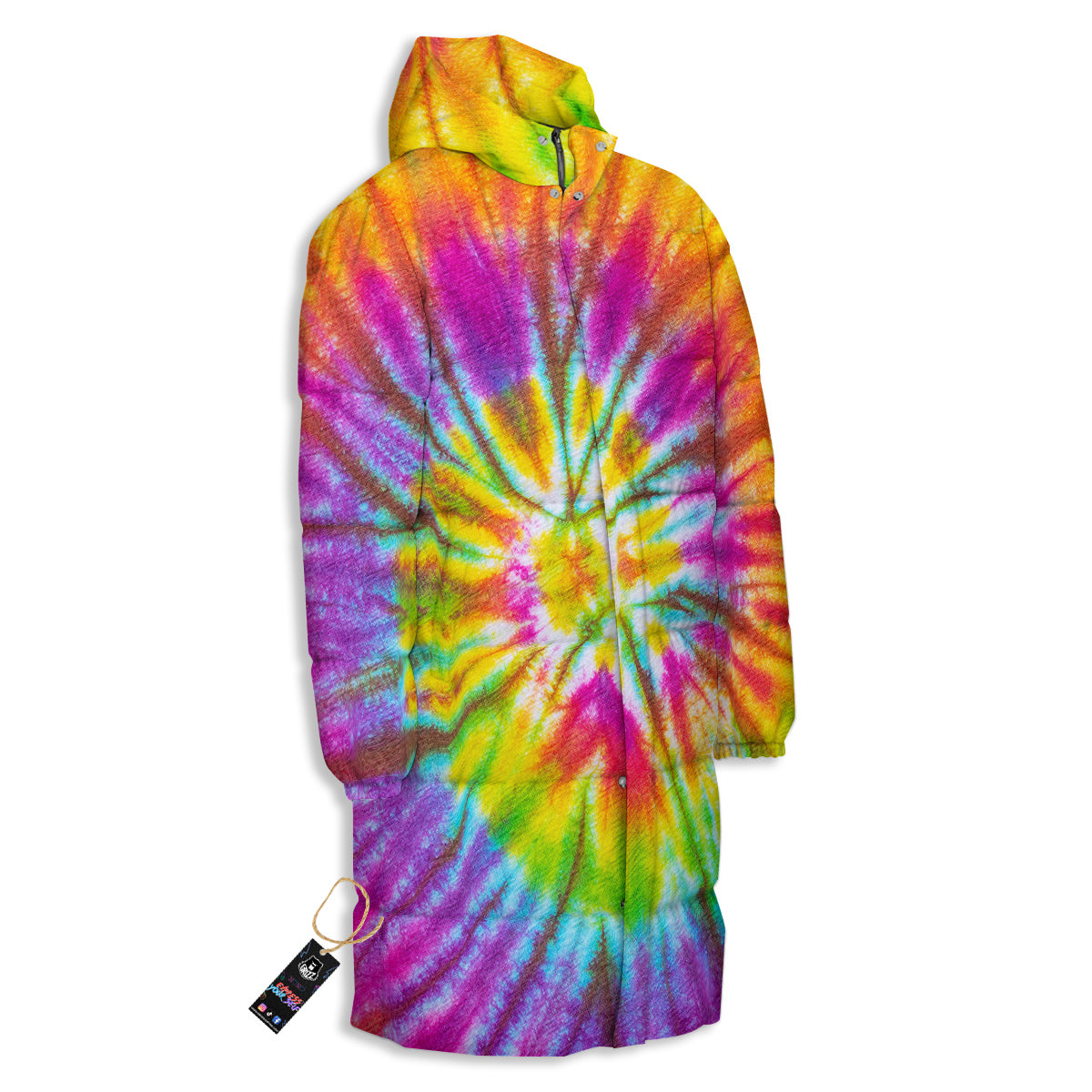 Tie Dye Colorful Hippie Print Long Down Jacket