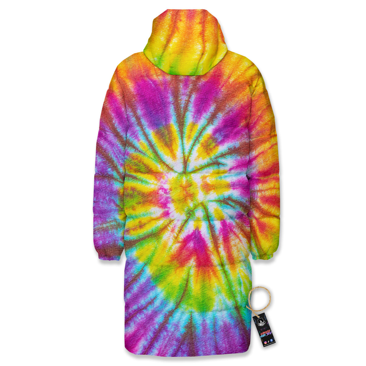 Tie Dye Colorful Hippie Print Long Down Jacket