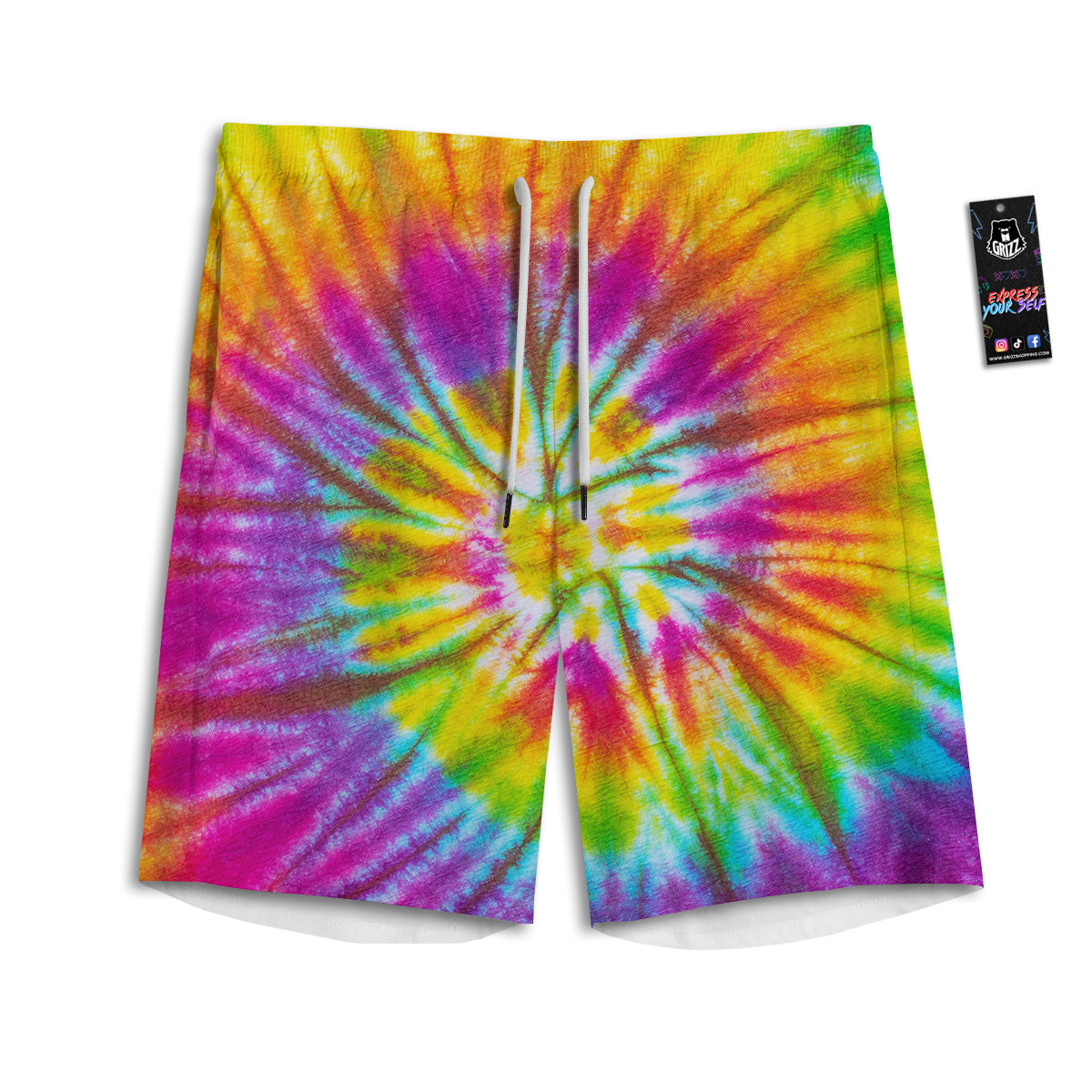 Tie Dye Colorful Hippie Print Men's Athletic Shorts