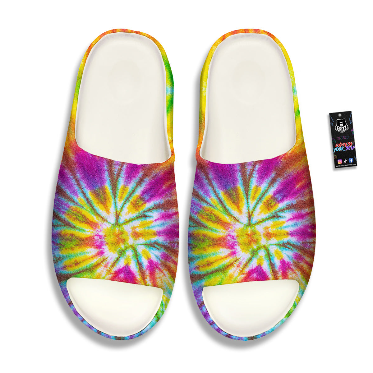 Tie Dye Colorful Hippie Print Sandals-grizzshop
