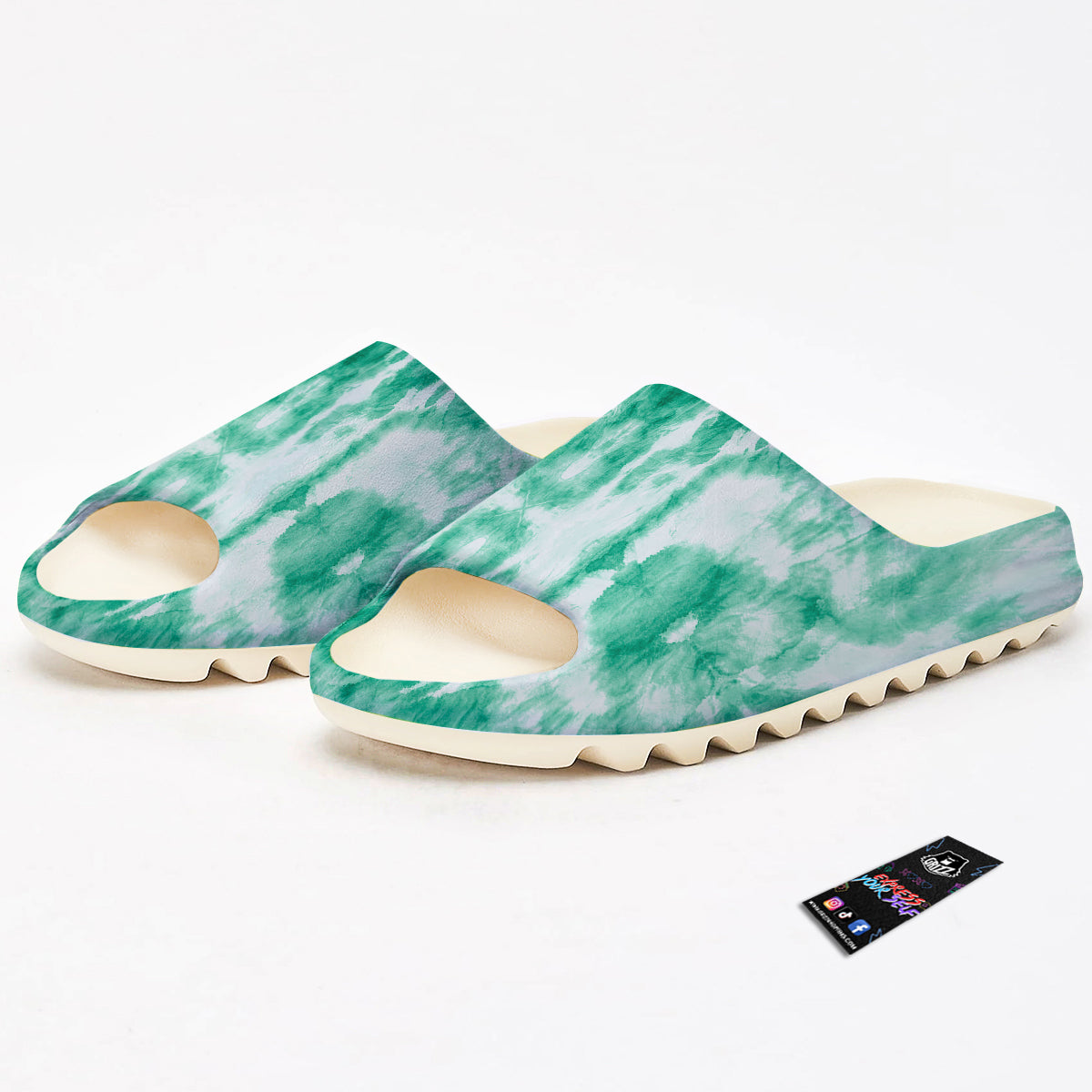 Tie Dye Mint Green Watercolor Print Sandals-grizzshop