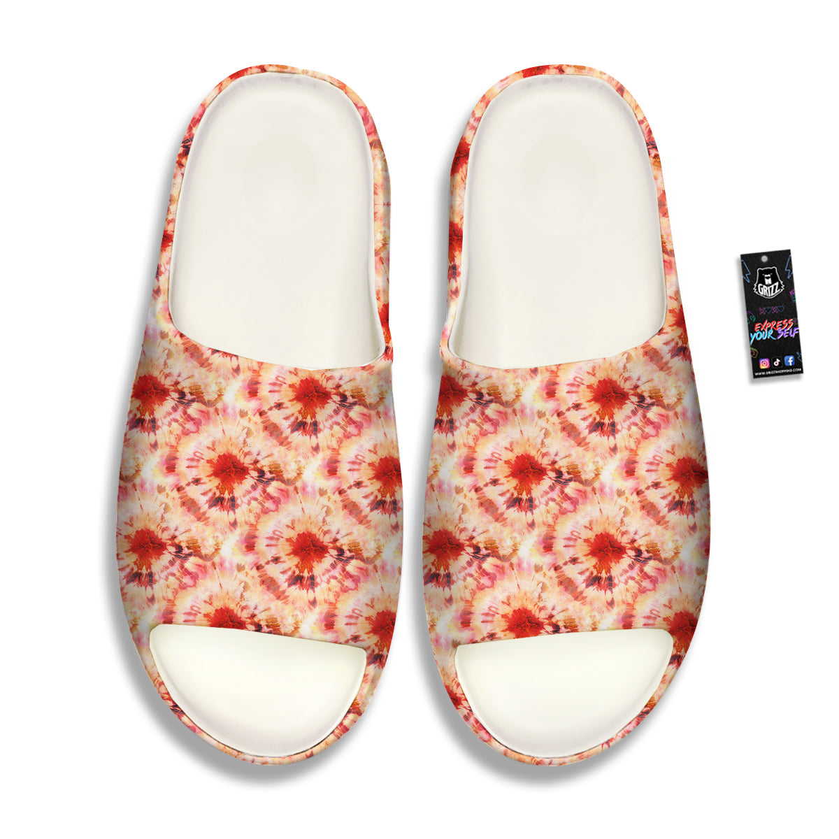 Tie Dye Orange And Red Color Print Sandals-grizzshop