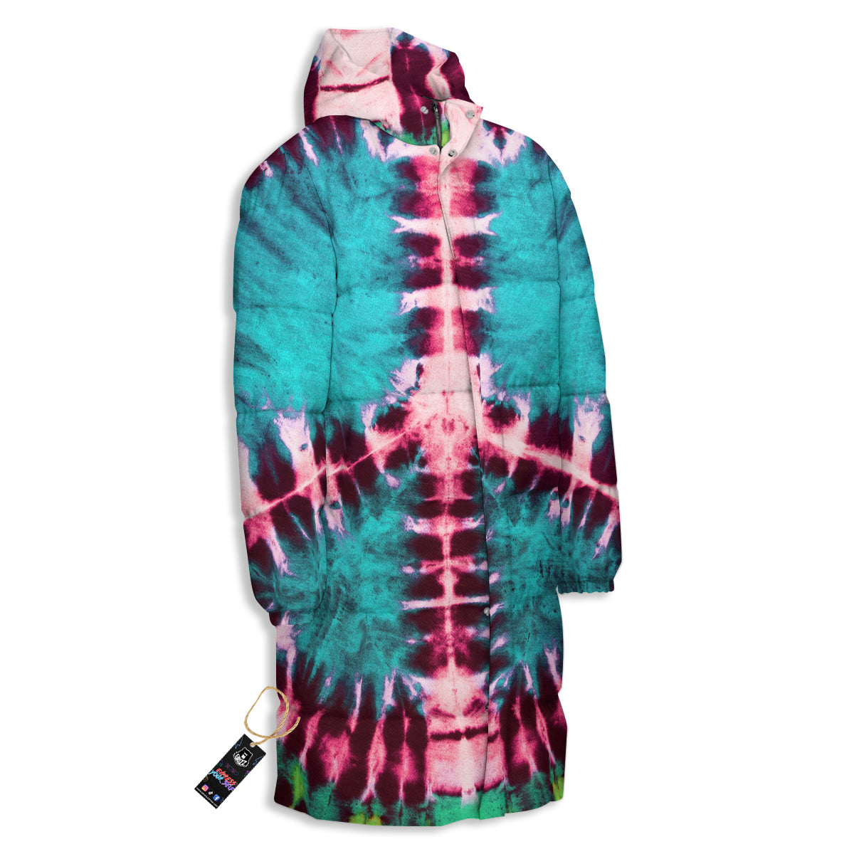 Tie Dye Peace Sign Print Long Down Jacket