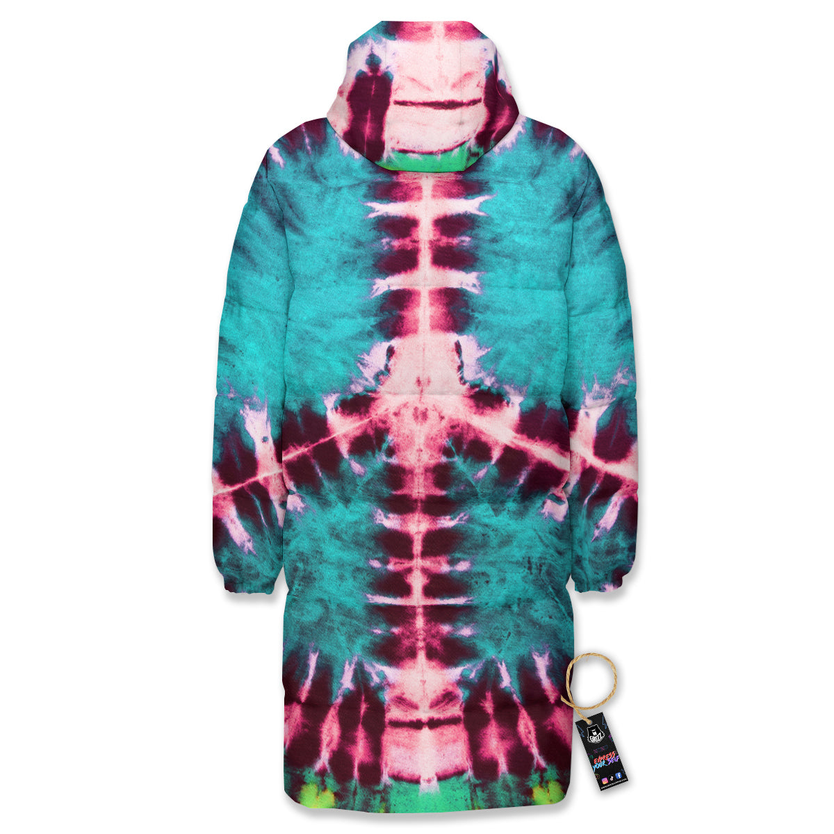 Tie Dye Peace Sign Print Long Down Jacket