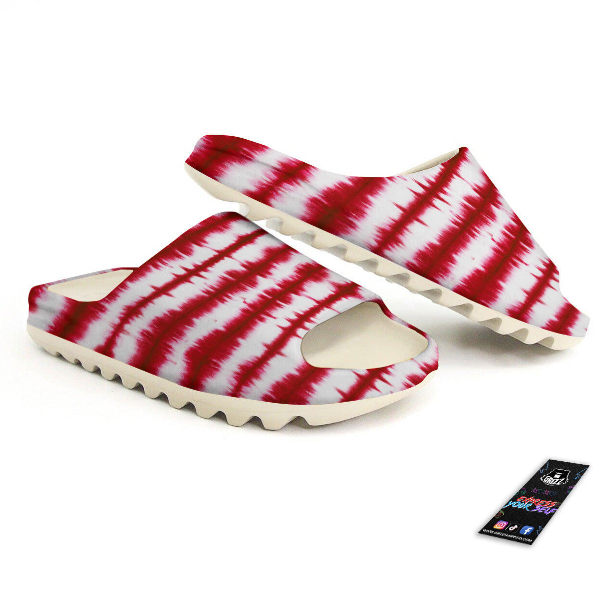 Tie Dye Red Stripe Print Pattern Sandals-grizzshop