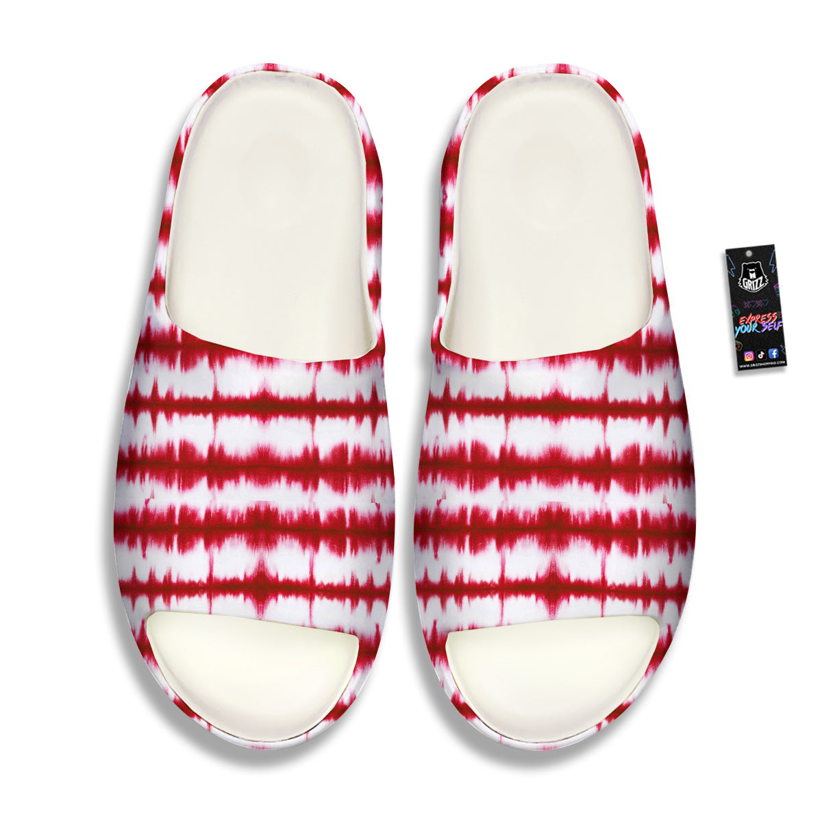Tie Dye Red Stripe Print Pattern Sandals-grizzshop