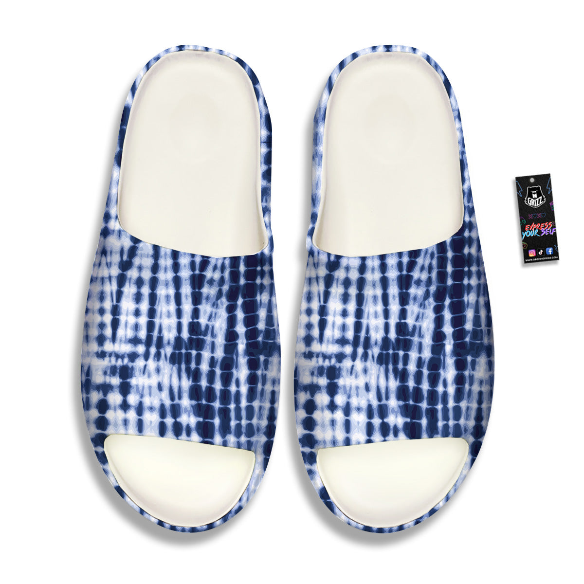 Tie Dye Shibori Blue Print Sandals-grizzshop