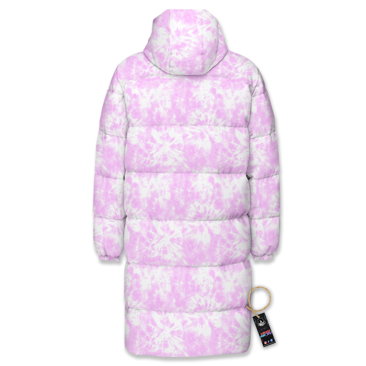 Tie Dye Shibori Pink Print Pattern Long Down Jacket