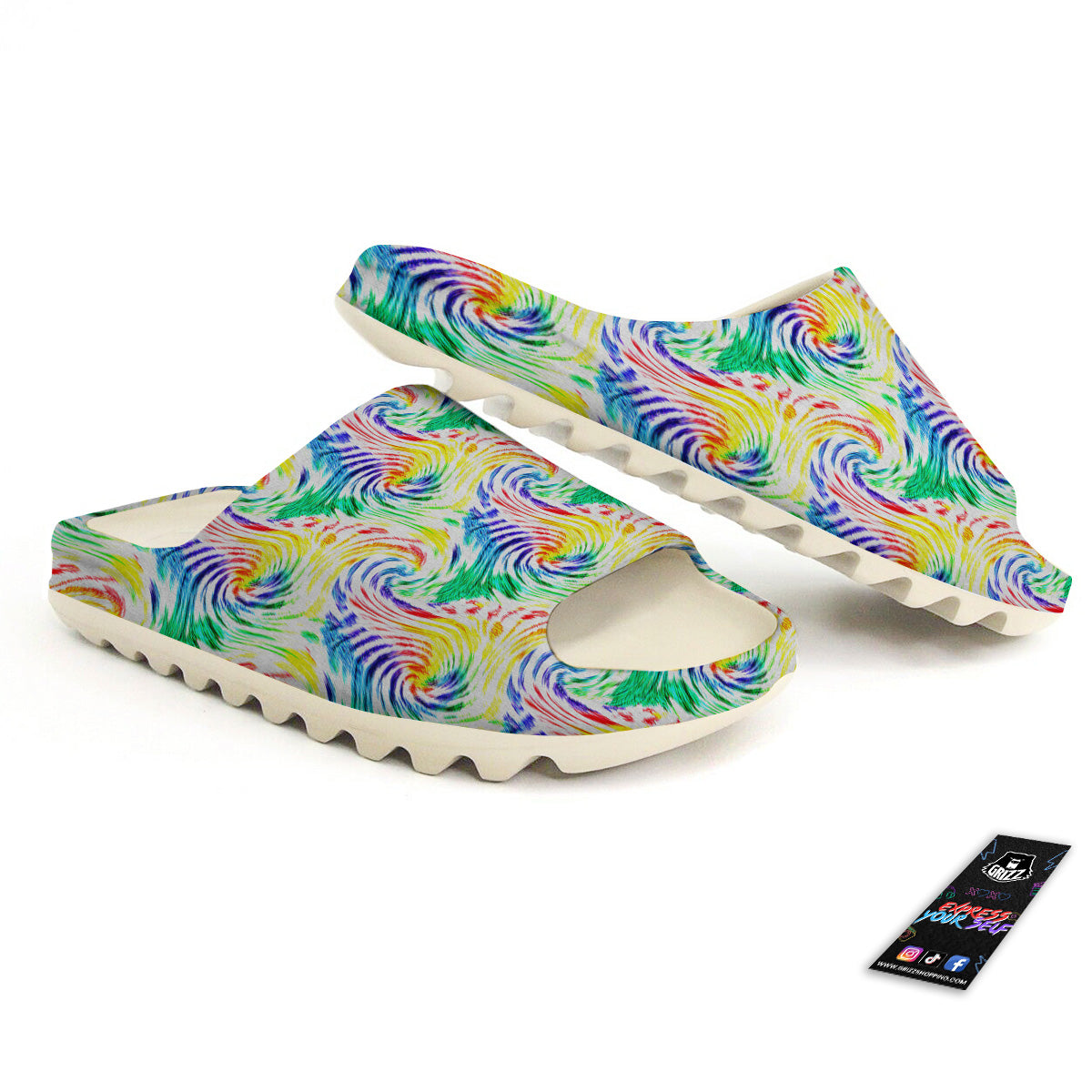 Tie Dye Swirl Colorful Print Pattern Sandals-grizzshop