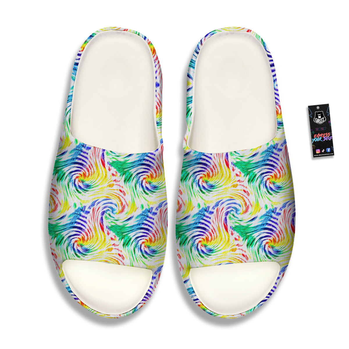 Tie Dye Swirl Colorful Print Pattern Sandals-grizzshop