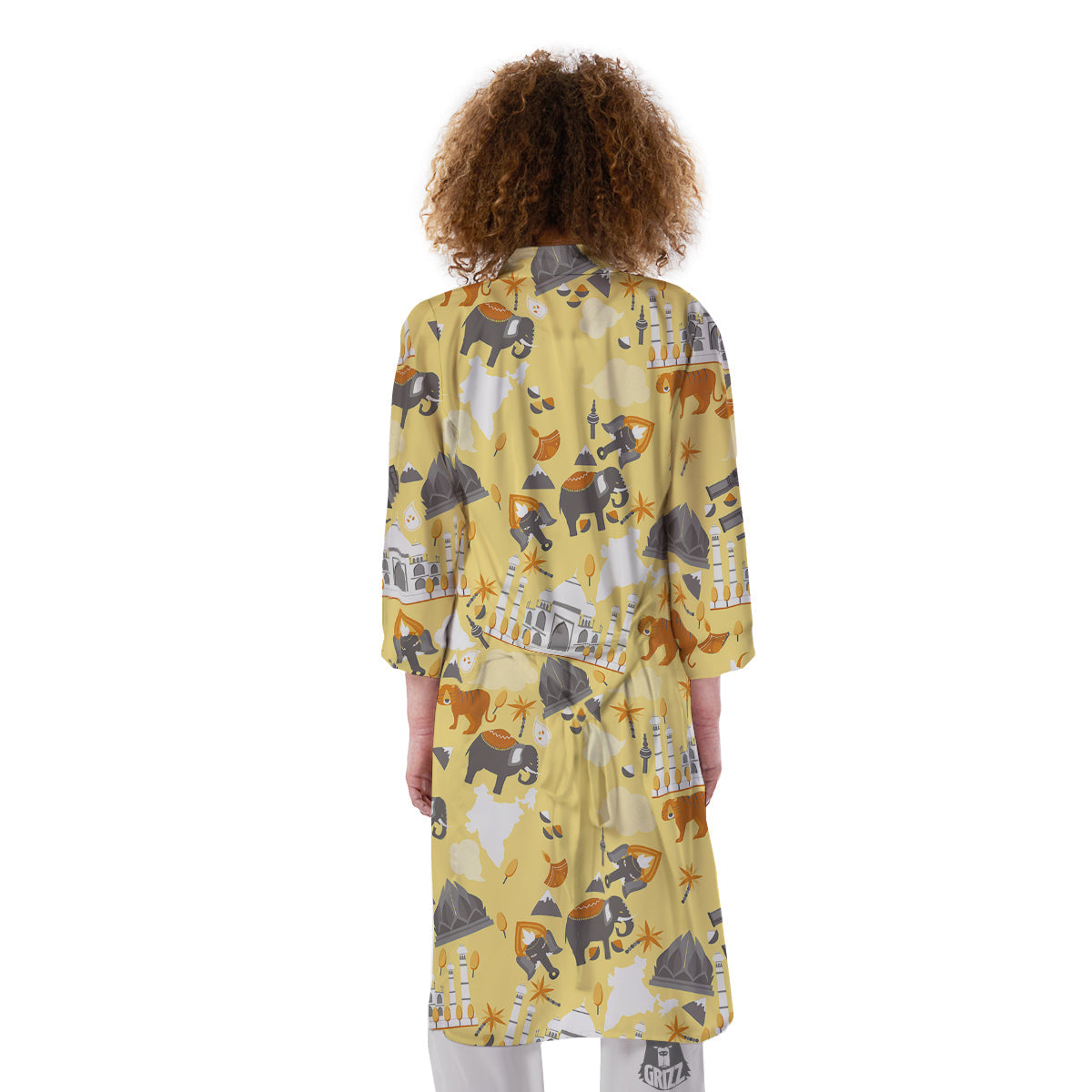 Tiger And Asian Elephant Print Kimono-grizzshop