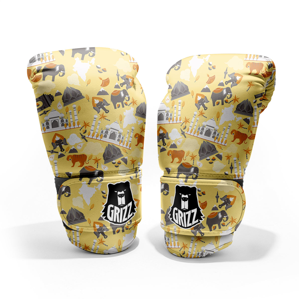 Tiger And Asian Elephant Print Pro Boxing Glove