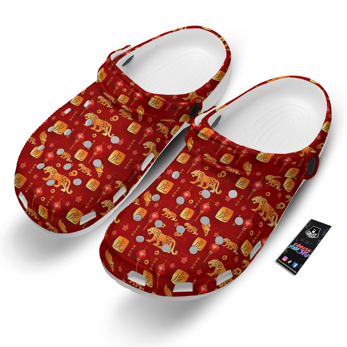 Tiger And Chinese New Year Print Pattern Clog-grizzshop