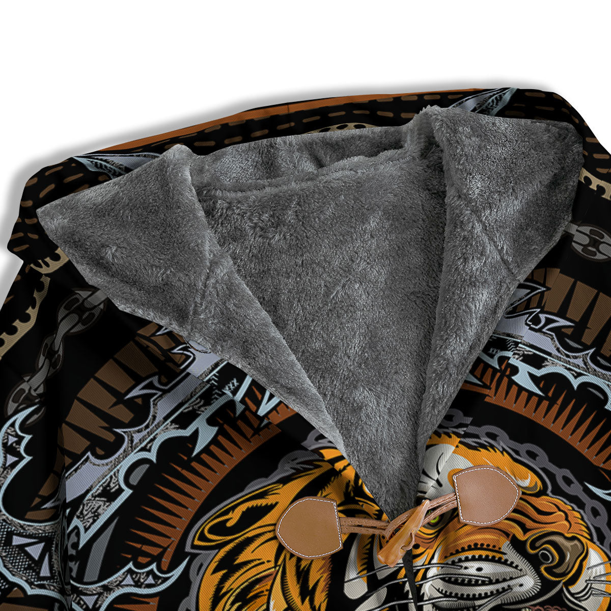 Tiger And Crossed Swords Print Men's Windbreaker Jacket-grizzshop